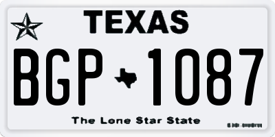 TX license plate BGP1087