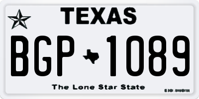 TX license plate BGP1089
