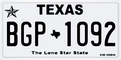 TX license plate BGP1092