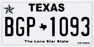 TX license plate BGP1093