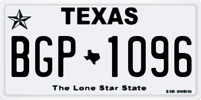 TX license plate BGP1096
