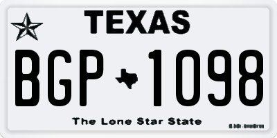 TX license plate BGP1098