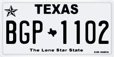TX license plate BGP1102
