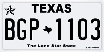 TX license plate BGP1103