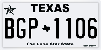 TX license plate BGP1106