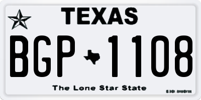 TX license plate BGP1108