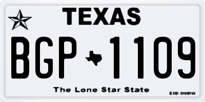 TX license plate BGP1109