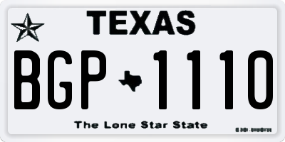 TX license plate BGP1110