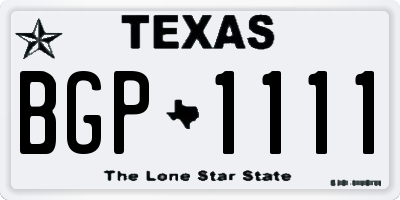 TX license plate BGP1111