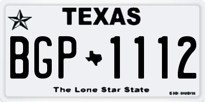 TX license plate BGP1112