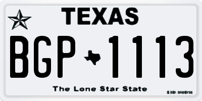 TX license plate BGP1113