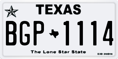 TX license plate BGP1114