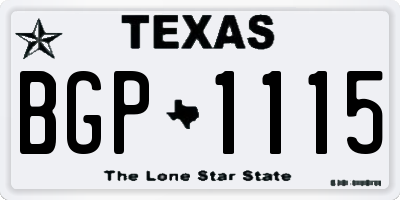 TX license plate BGP1115