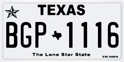 TX license plate BGP1116