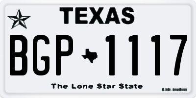 TX license plate BGP1117