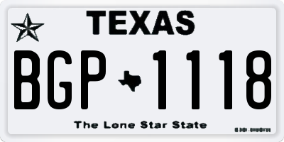 TX license plate BGP1118