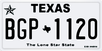 TX license plate BGP1120