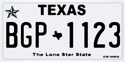 TX license plate BGP1123