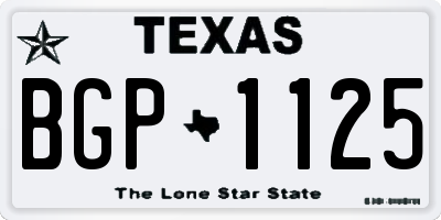 TX license plate BGP1125