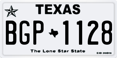 TX license plate BGP1128