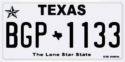 TX license plate BGP1133