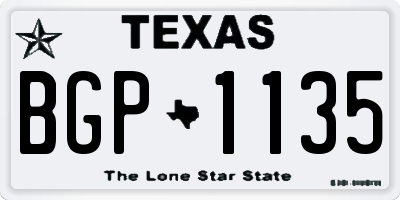 TX license plate BGP1135