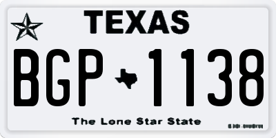 TX license plate BGP1138