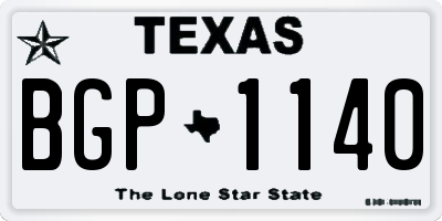 TX license plate BGP1140