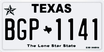 TX license plate BGP1141