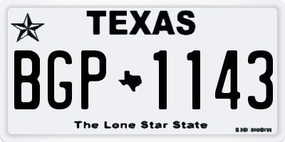 TX license plate BGP1143