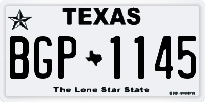 TX license plate BGP1145