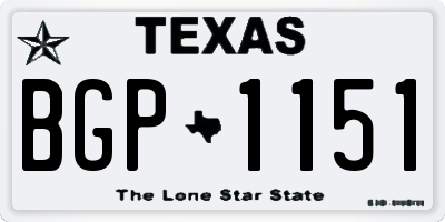 TX license plate BGP1151