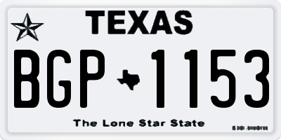 TX license plate BGP1153