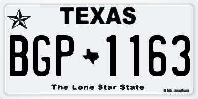 TX license plate BGP1163