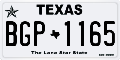 TX license plate BGP1165