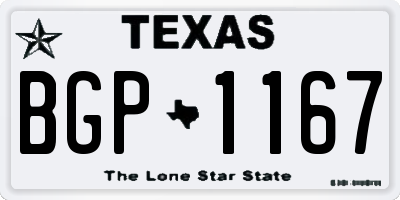 TX license plate BGP1167