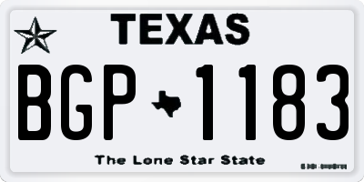 TX license plate BGP1183