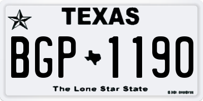 TX license plate BGP1190
