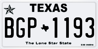 TX license plate BGP1193