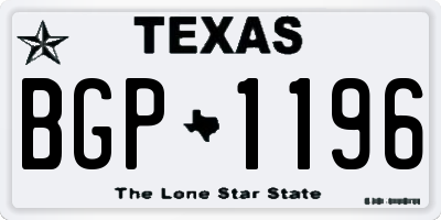 TX license plate BGP1196