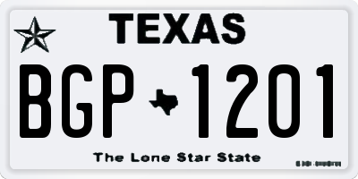 TX license plate BGP1201