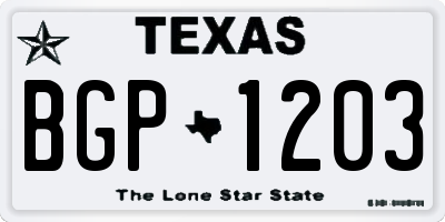 TX license plate BGP1203