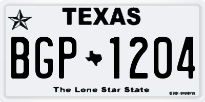 TX license plate BGP1204