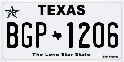 TX license plate BGP1206