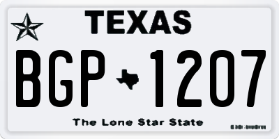 TX license plate BGP1207