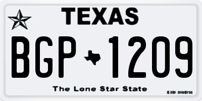 TX license plate BGP1209