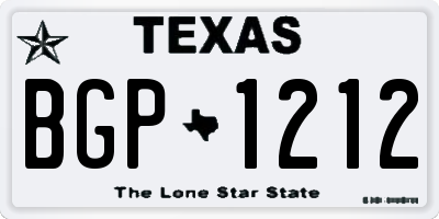 TX license plate BGP1212