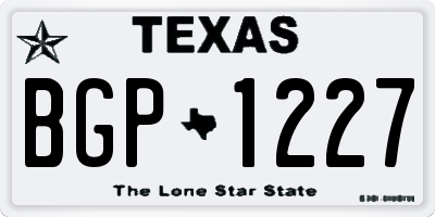 TX license plate BGP1227