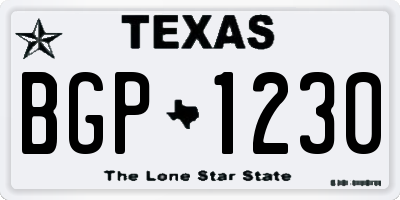 TX license plate BGP1230