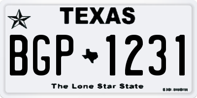 TX license plate BGP1231
